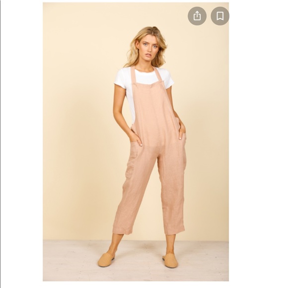 NWT Yellow Linen Overalls by The Shanty Collection - Picture 4 of 8